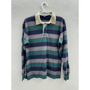 Mens Pauly & Forbes Shirt Size Large Striped Long Sleeve Polo
